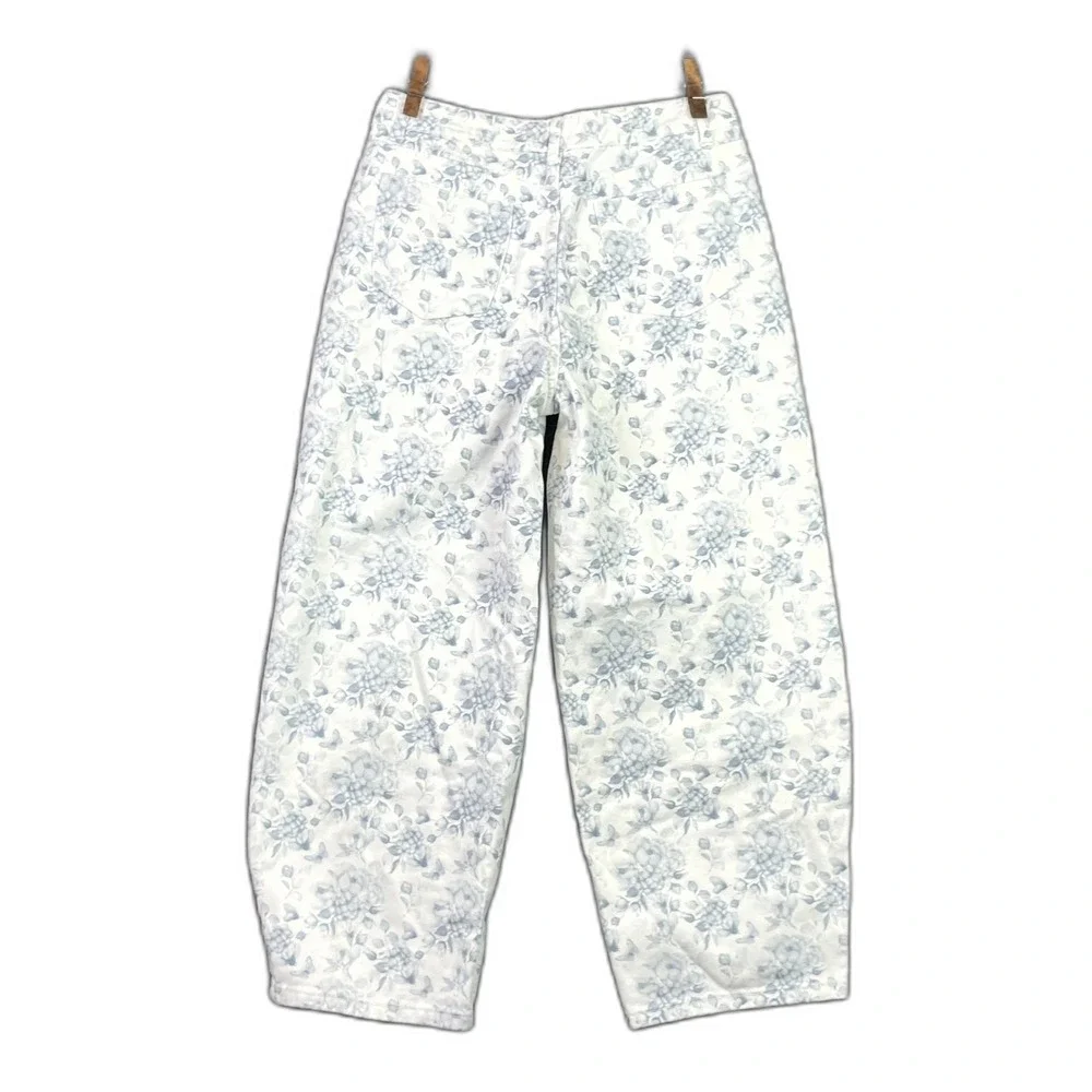 Pink Lily Katie Floral Barrel Jeans Womens 30 Denim Cotton Zip Fly Streetwear